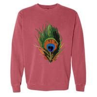 Vintage Peacock Feather Print Garment-Dyed Sweatshirt