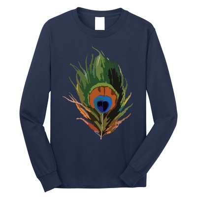 Vintage Peacock Feather Print Long Sleeve Shirt