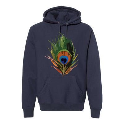 Vintage Peacock Feather Print Premium Hoodie