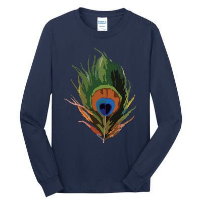 Vintage Peacock Feather Print Tall Long Sleeve T-Shirt