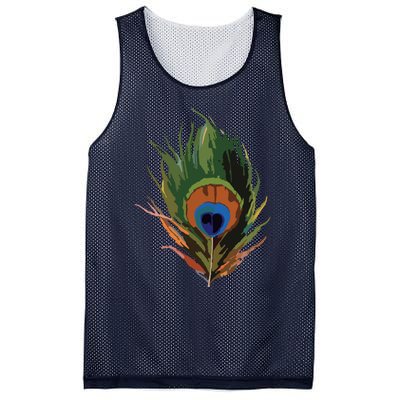 Vintage Peacock Feather Print Mesh Reversible Basketball Jersey Tank