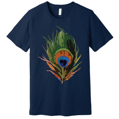 Vintage Peacock Feather Print Premium T-Shirt