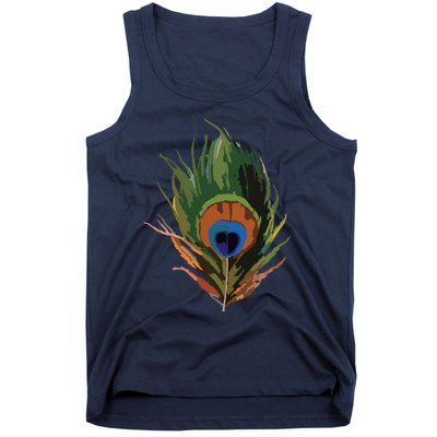 Vintage Peacock Feather Print Tank Top