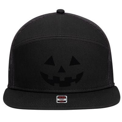 Vintage Pumpkin Face Jackolantern Jack O Lantern Halloween 7 Panel Mesh Trucker Snapback Hat