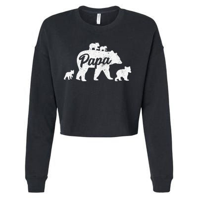 Vintage Papa Father Bear With 4 Cub Mothers Day Cropped Pullover Crew