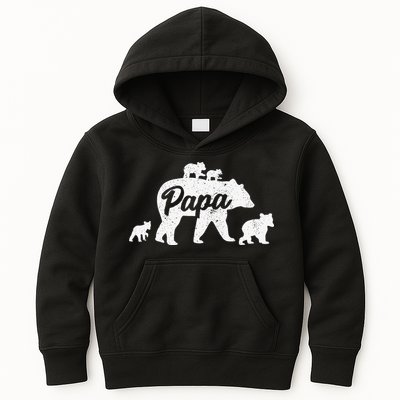 Vintage Papa Father Bear With 4 Cub Mothers Day Kids Hoodie