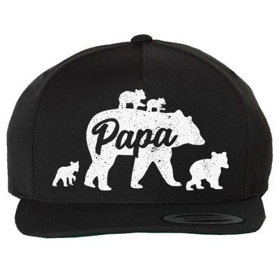 Vintage Papa Father Bear With 4 Cub Mothers Day Wool Snapback Cap