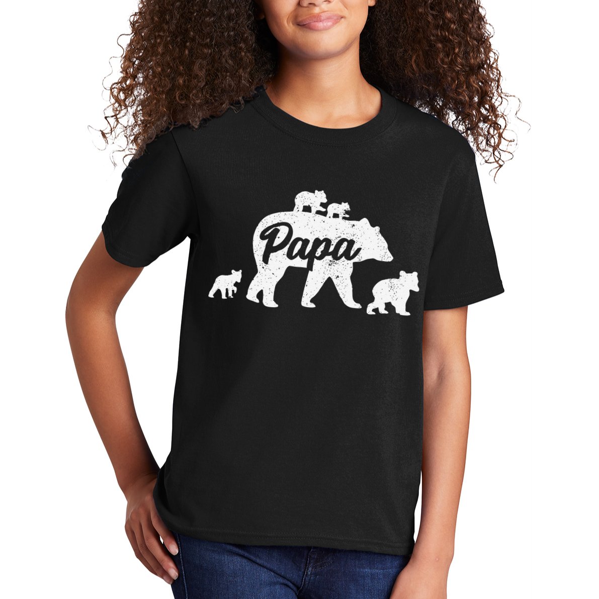 Vintage Papa Father Bear With 4 Cub Mothers Day Kids T-Shirt