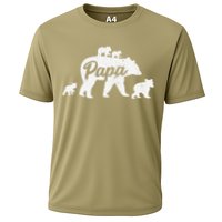Vintage Papa Father Bear With 4 Cub Mothers Day Cooling Performance Crew T-Shirt