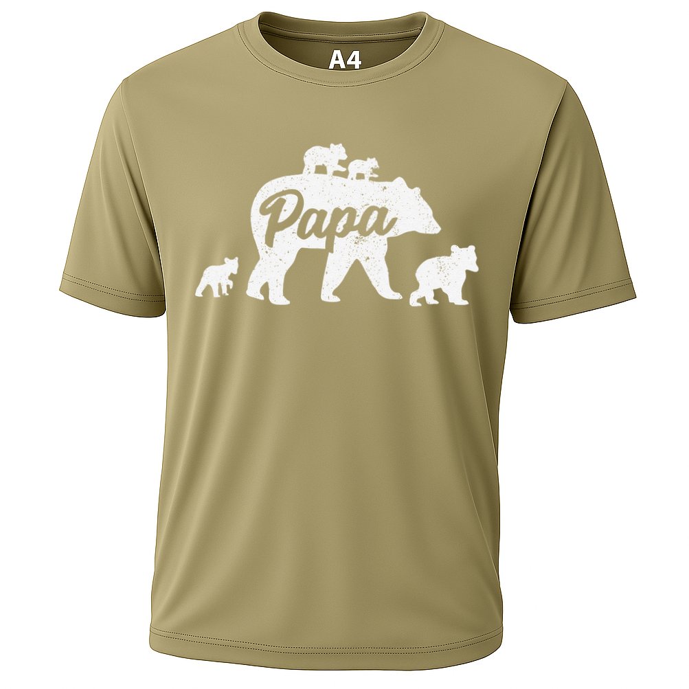 Vintage Papa Father Bear With 4 Cub Mothers Day Cooling Performance Crew T-Shirt