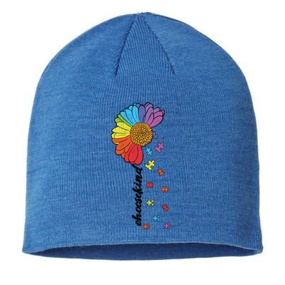 Vintage Puzzle Flower Choose Kind Autism Awareness Kindness Gift Sustainable Beanie