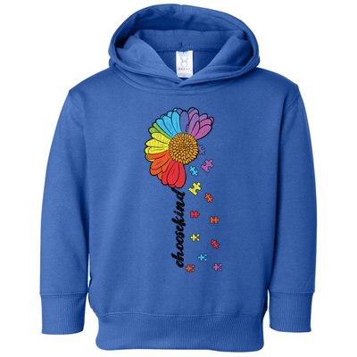 Vintage Puzzle Flower Choose Kind Autism Awareness Kindness Gift Toddler Hoodie