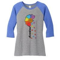 Vintage Puzzle Flower Choose Kind Autism Awareness Kindness Gift Women's Tri-Blend 3/4-Sleeve Raglan Shirt