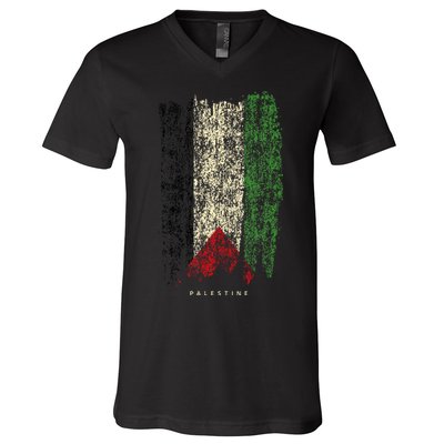 Vintage Palestine Flag Retro Palestinian Flag Palestinian V-Neck T-Shirt