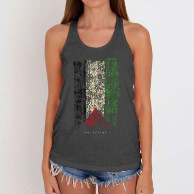 Vintage Palestine Flag Retro Palestinian Flag Palestinian Women's Knotted Racerback Tank