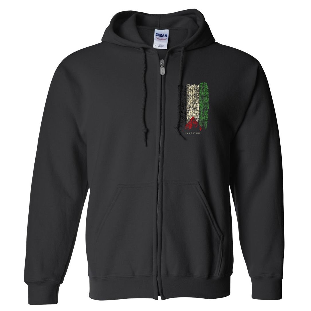 Vintage Palestine Flag Retro Palestinian Flag Palestinian Full Zip Hoodie