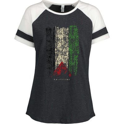 Vintage Palestine Flag Retro Palestinian Flag Palestinian Enza Ladies Jersey Colorblock Tee