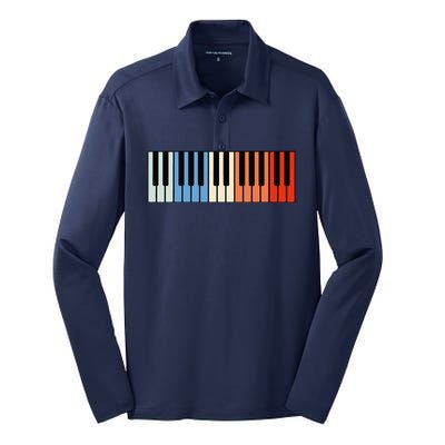 Vintage Piano Funny Pianist Music Keyboard Musician Outfit Silk Touch Performance Long Sleeve Polo