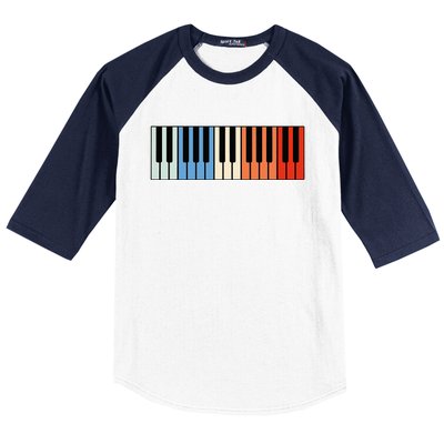 Vintage Piano Funny Pianist Music Keyboard Musician Outfit Baseball Sleeve Shirt