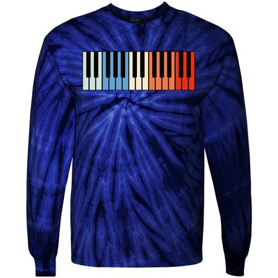 Vintage Piano Funny Pianist Music Keyboard Musician Outfit Tie-Dye Long Sleeve Shirt