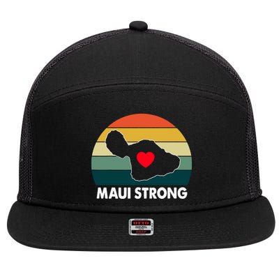 Vintage Pray For Maui Hawaii Strong Heart Gift Maui Fires 7 Panel Mesh Trucker Snapback Hat