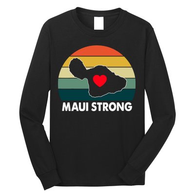 Vintage Pray For Maui Hawaii Strong Heart Gift Maui Fires Long Sleeve Shirt