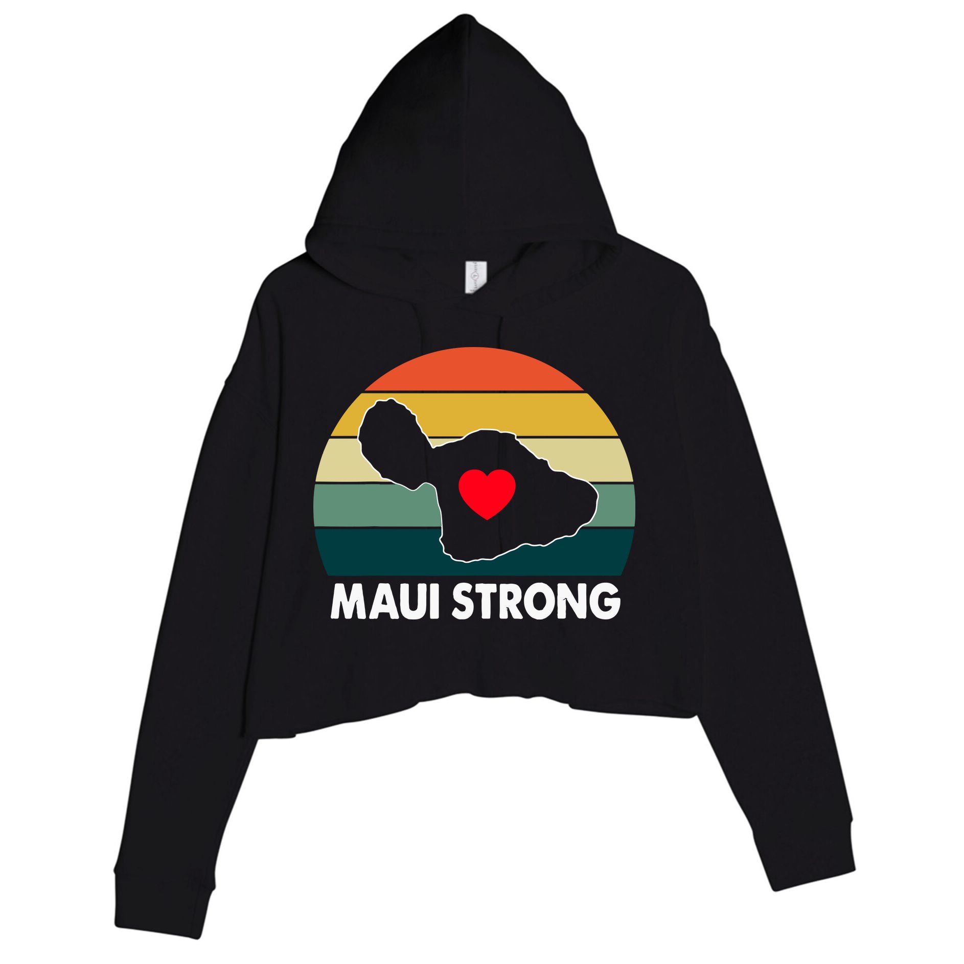 Vintage Pray For Maui Hawaii Strong Heart Gift Maui Fires Crop Fleece Hoodie