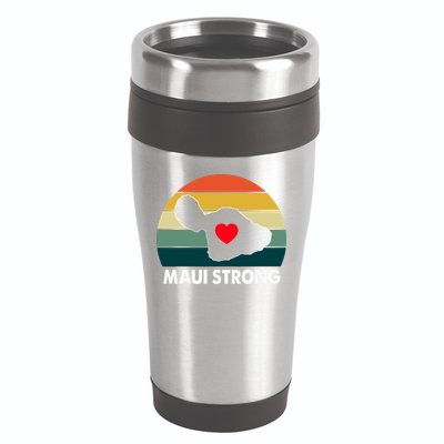 Vintage Pray For Maui Hawaii Strong Heart Gift Maui Fires 16oz Travel Tumbler