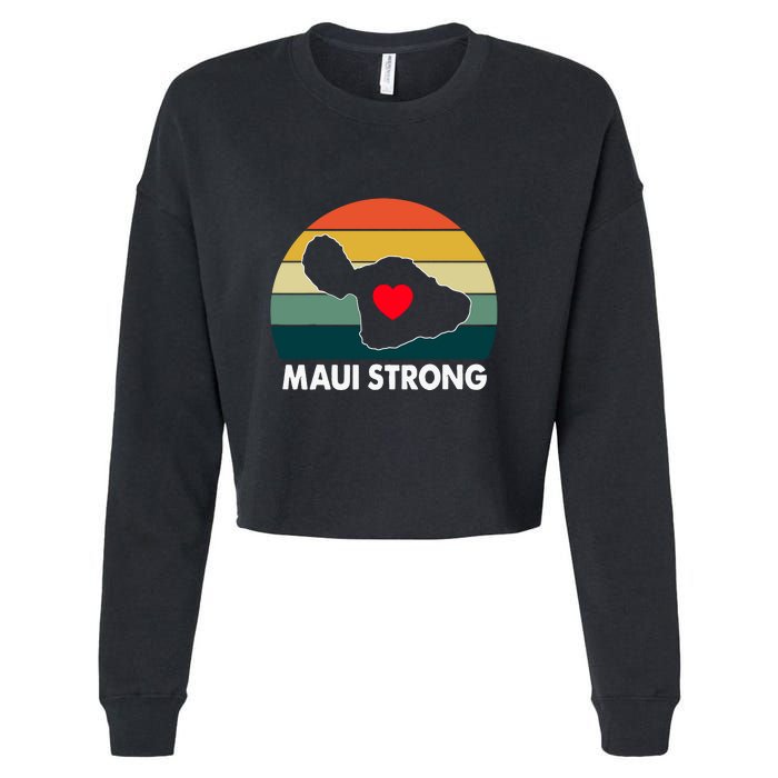 Vintage Pray For Maui Hawaii Strong Heart Gift Maui Fires Cropped Pullover Crew