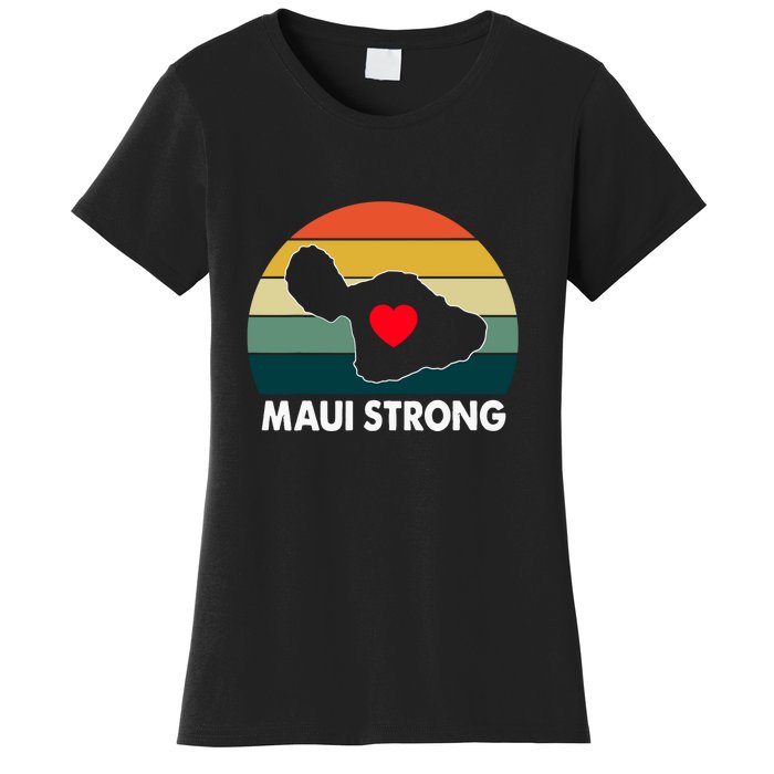 Vintage Pray For Maui Hawaii Strong Heart Gift Maui Fires Women's T-Shirt