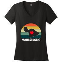 Vintage Pray For Maui Hawaii Strong Heart Gift Maui Fires Women's V-Neck T-Shirt