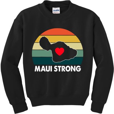 Vintage Pray For Maui Hawaii Strong Heart Gift Maui Fires Kids Sweatshirt