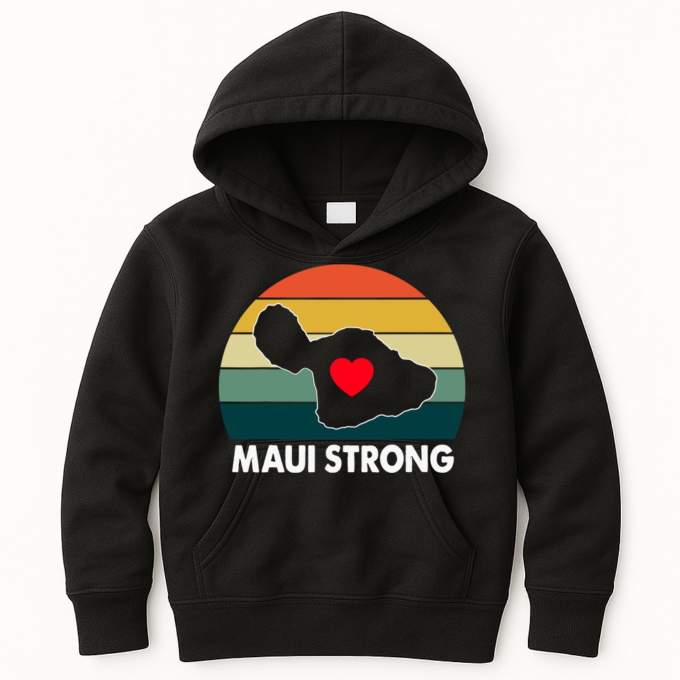 Vintage Pray For Maui Hawaii Strong Heart Gift Maui Fires Kids Hoodie