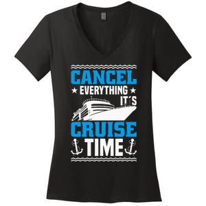 Vacation Party & Family Cruising Crew Cruise Ship Women's V-Neck T-Shirt