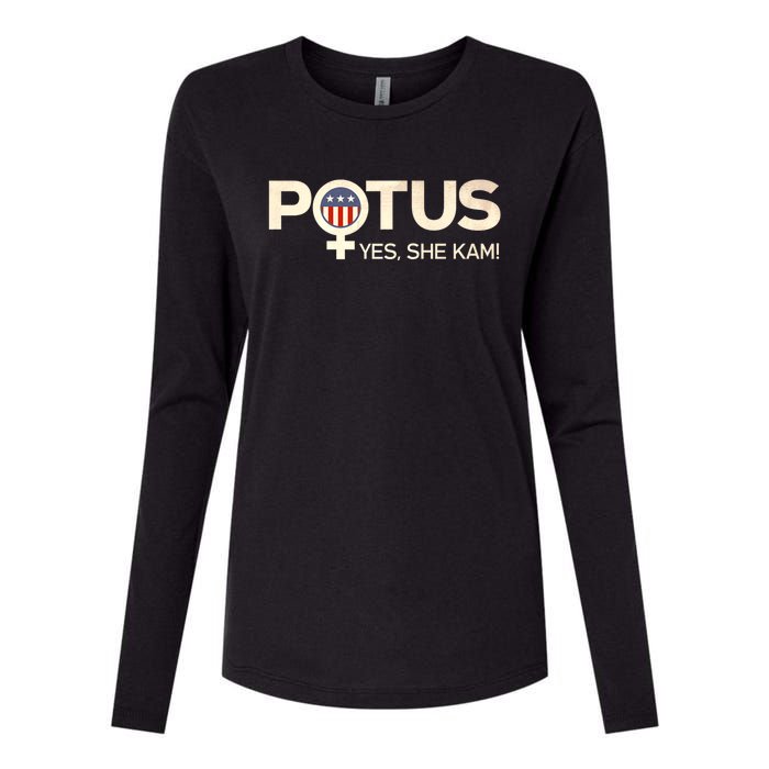 Vintage Potus Female Symbol Yes She Kam Harris For President Womens Cotton Relaxed Long Sleeve T-Shirt