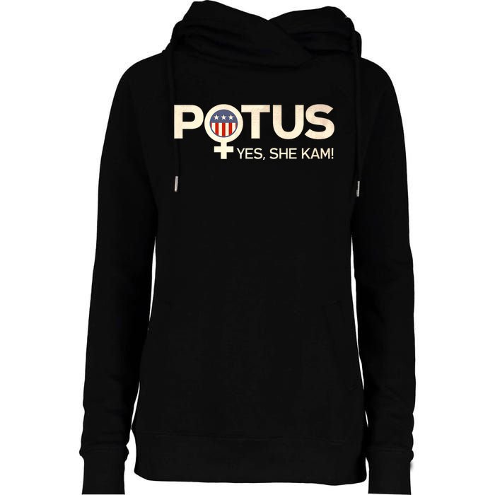 Vintage Potus Female Symbol Yes She Kam Harris For President Womens Funnel Neck Pullover Hood