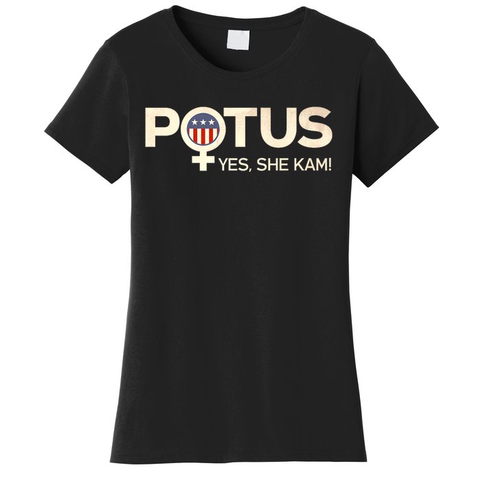 Vintage Potus Female Symbol Yes She Kam Harris For President Women's T-Shirt