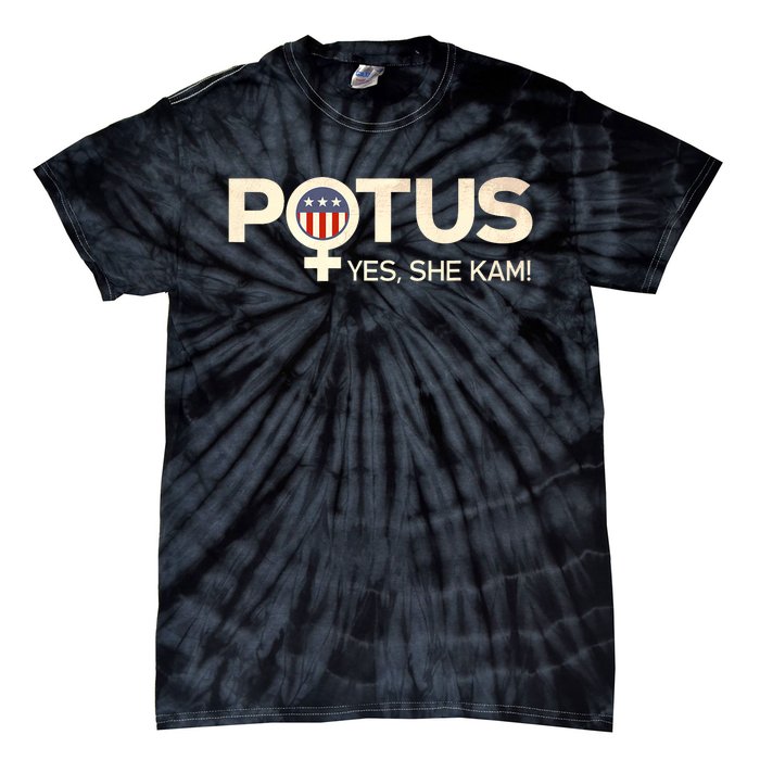 Vintage Potus Female Symbol Yes She Kam Harris For President Tie-Dye T-Shirt