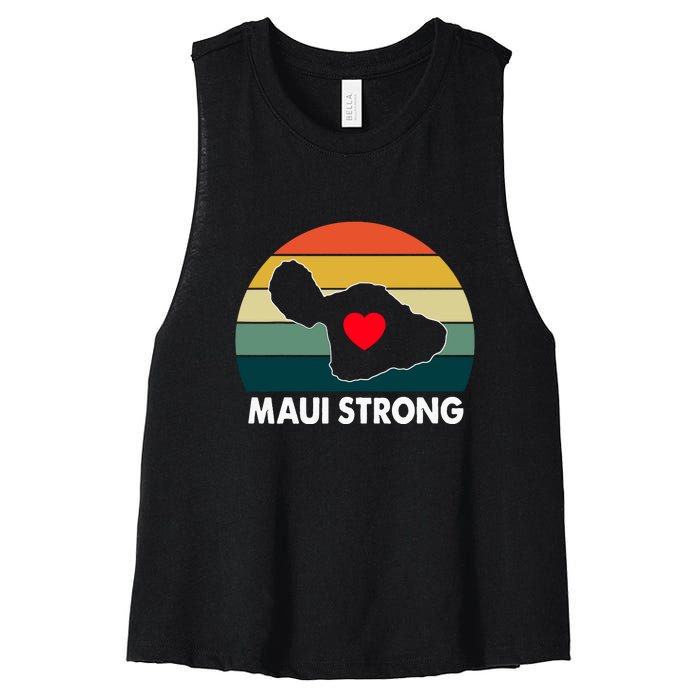 Vintage Pray For Maui Hawaii Strong Heart Gift Women's Racerback Cropped Tank