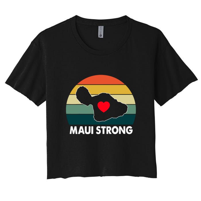 Vintage Pray For Maui Hawaii Strong Heart Gift Women's Crop Top Tee