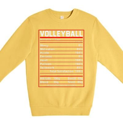 Volleyball Player Funny Volleyball Nutrition Facts Premium Crewneck Sweatshirt