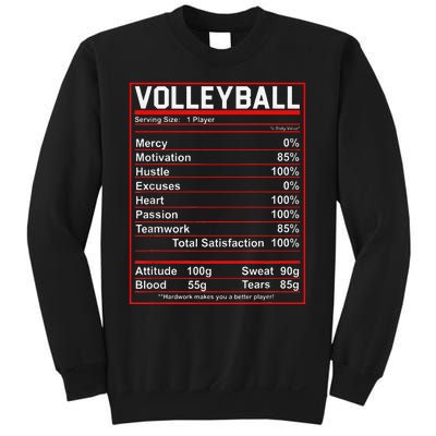 Volleyball Player Funny Volleyball Nutrition Facts Sweatshirt