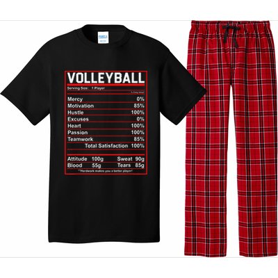 Volleyball Player Funny Volleyball Nutrition Facts Pajama Set