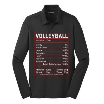 Volleyball Player Funny Volleyball Nutrition Facts Silk Touch Performance Long Sleeve Polo