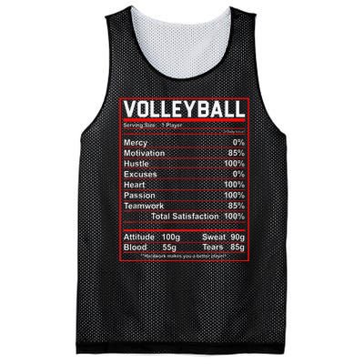 Volleyball Player Funny Volleyball Nutrition Facts Mesh Reversible Basketball Jersey Tank