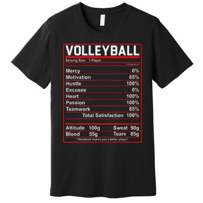 Volleyball Player Funny Volleyball Nutrition Facts Premium T-Shirt