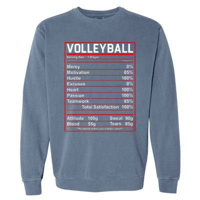 Volleyball Player Funny Volleyball Nutrition Facts Garment-Dyed Sweatshirt