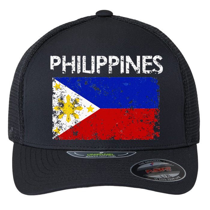 Vintage Philippines Filipino Flag Pride Gift Flexfit Unipanel Trucker Cap