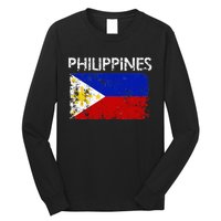 Vintage Philippines Filipino Flag Pride Gift Long Sleeve Shirt