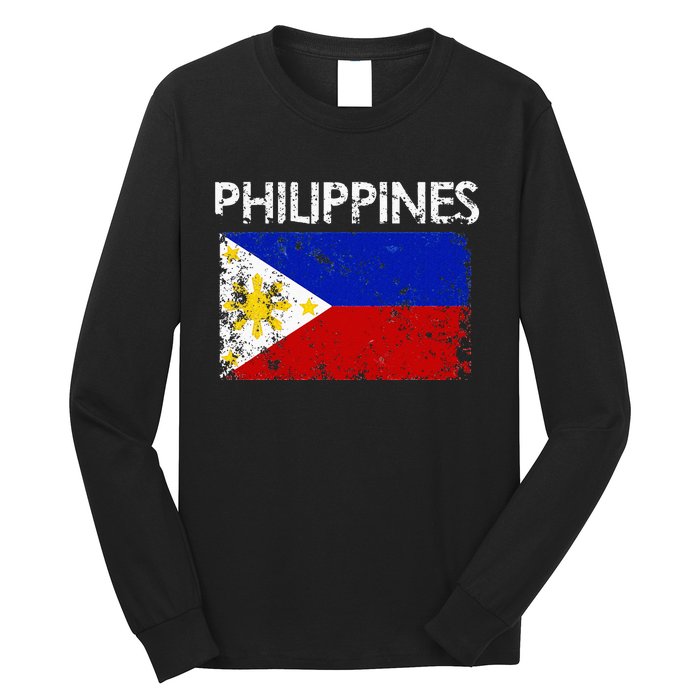 Vintage Philippines Filipino Flag Pride Gift Long Sleeve Shirt